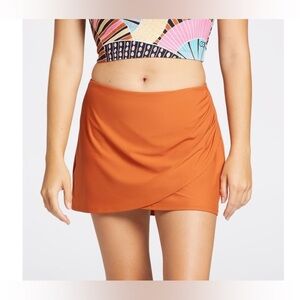 CALIA Women’s Wrap Swim Skirt Orange Size Small EUC